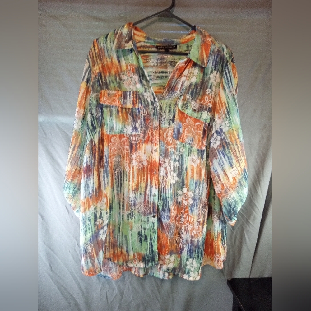 Sara Michelle Multicolored Abstract Women's Top